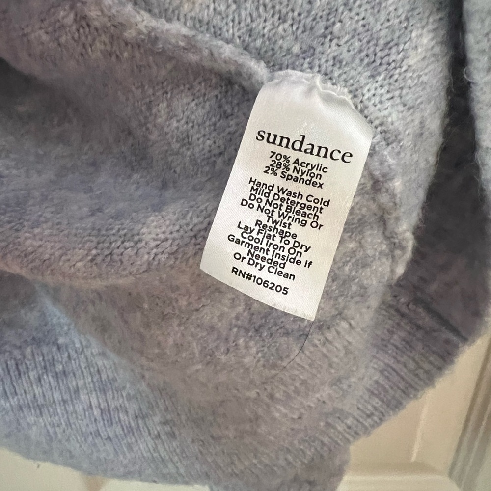 Sundance Catalog Giselle V/ruffle neck sweater. Light blue. VERY GUC. Size Large - Picture 7 of 8